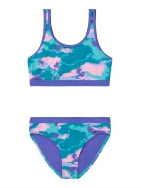 Under Armour 2 pcs Girls Swimsuit Bikini Camo Radial Turquoise Sz 6 NWT